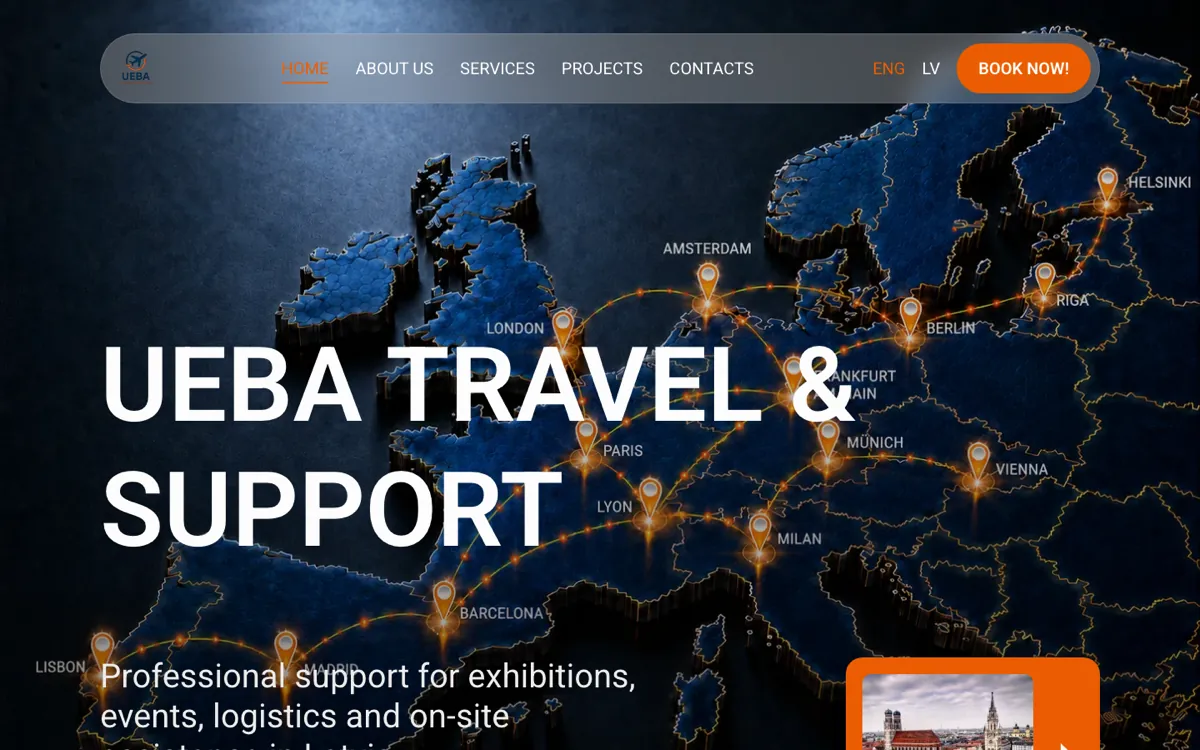 The UEBA website on a laptop